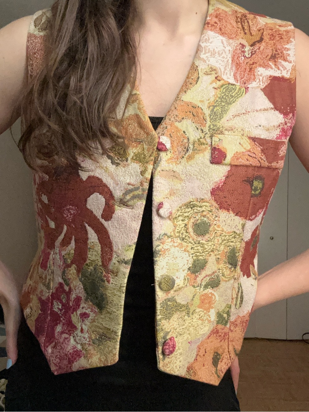 Multicolor Floral Tapestry Vest